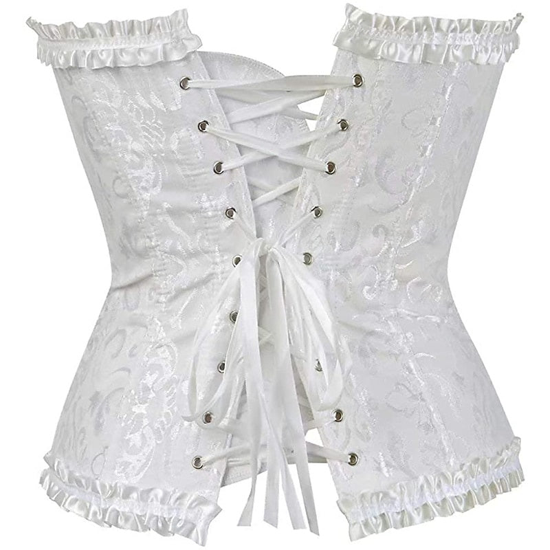 Women‘s Tummy Control Overbust  Jacquard Abstract Flower Hook & Eye Corsets for Wedding Party Birthday