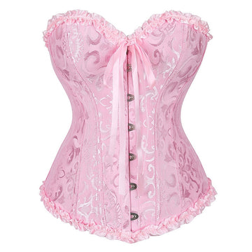 Women‘s Tummy Control Overbust  Jacquard Abstract Flower Hook & Eye Corsets for Wedding Party Birthday