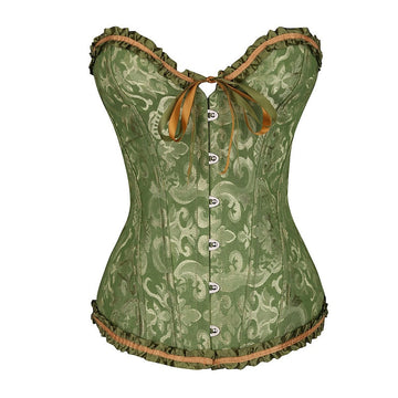 Women‘s Tummy Control Overbust  Jacquard Abstract Flower Hook & Eye Corsets for Wedding Party Birthday