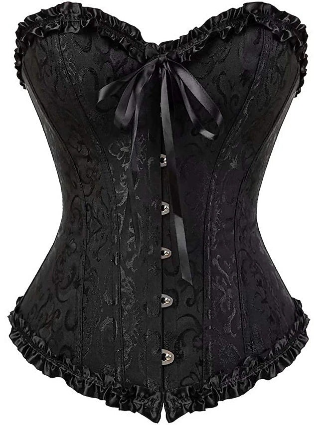 Women‘s Tummy Control Overbust  Jacquard Abstract Flower Hook & Eye Corsets for Wedding Party Birthday