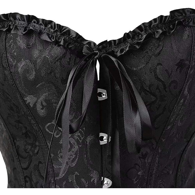 Women‘s Tummy Control Overbust  Jacquard Abstract Flower Hook & Eye Corsets for Wedding Party Birthday