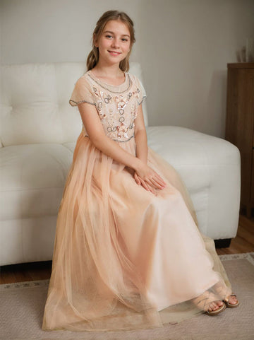 A-line Chiffon Floor-length Pink Flower Girl Dress