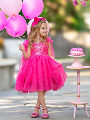 Sequins Tulle Knee-length Birthday Party Dress