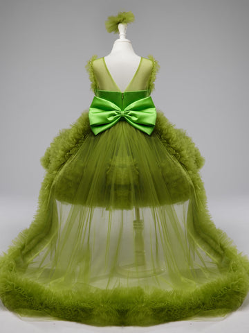 Ball-Gown/Princess Tulle Asymmetrical 1st Birthday Party Baby Girl Dress