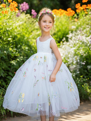 Tulle Knee-length Lace Embroidery Dress