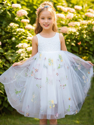 Tulle Knee-length Lace Embroidery Dress