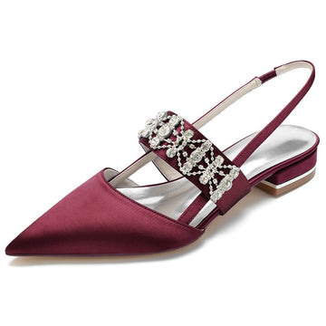 Women's Wedding Shoes Delicate Crystal-encrusted Pointed Toe Buckle Bridal Shoes