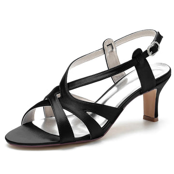 Women's Wedding Shoes Open Toe Crossed Straps Buckle Elegant Bridal Shoes