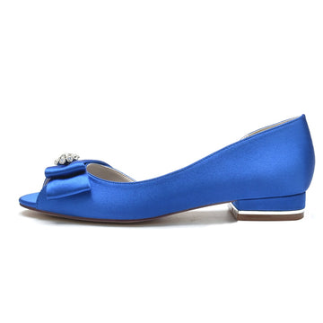 Women's Wedding Shoes Peep Toe High-End Bridal Shoes with Rhinestone & Bow