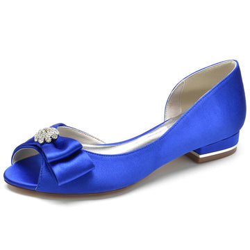Women's Wedding Shoes Peep Toe High-End Bridal Shoes with Rhinestone & Bow
