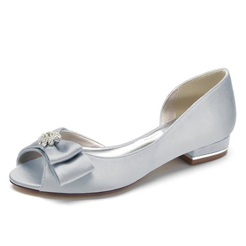 Women's Wedding Shoes Peep Toe High-End Bridal Shoes with Rhinestone & Bow