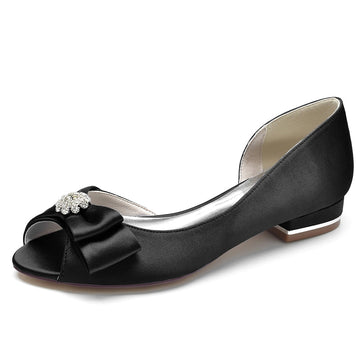 Women's Wedding Shoes Peep Toe High-End Bridal Shoes with Rhinestone & Bow