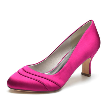 Women's Wedding Shoes Closed Toe Mid Heel Wave Simple Bridal Shoes