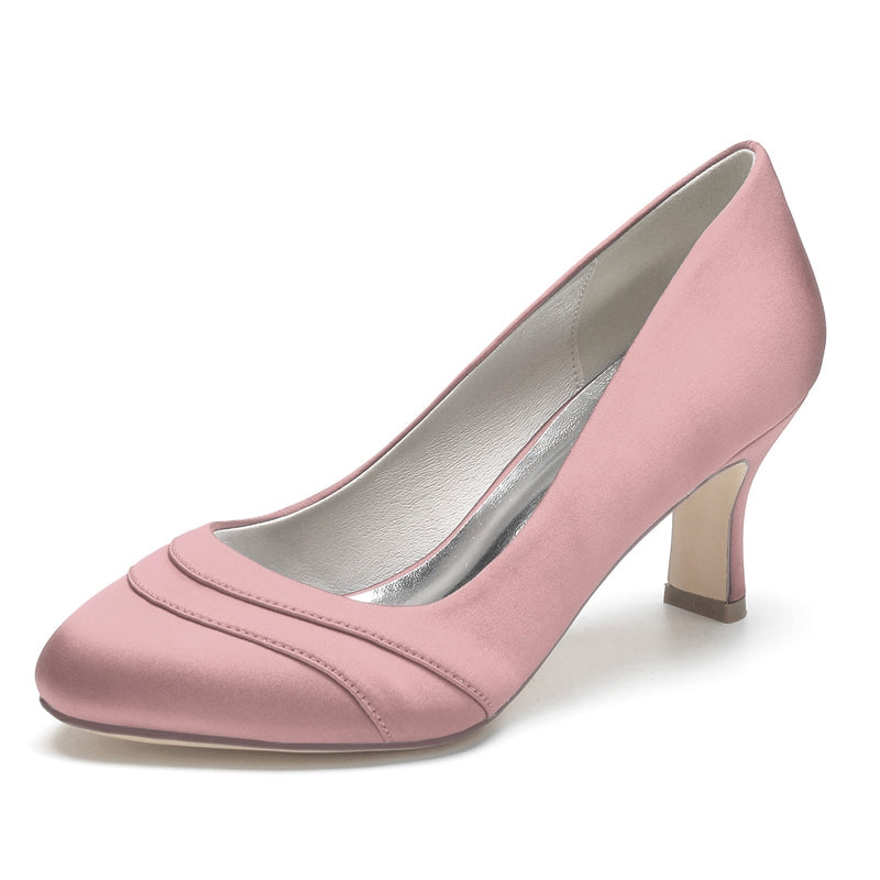 Women's Wedding Shoes Closed Toe Mid Heel Wave Simple Bridal Shoes