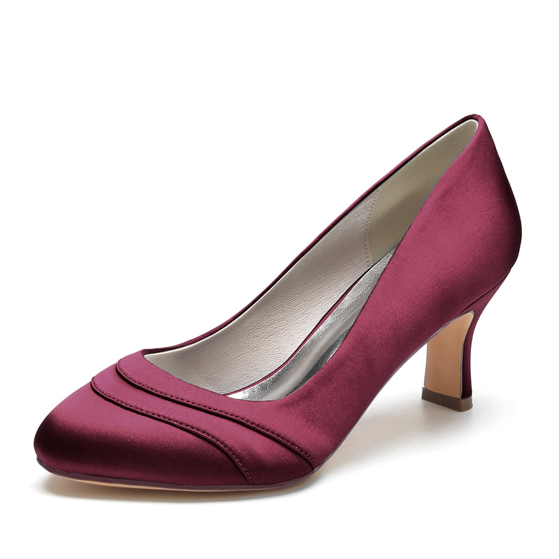 Women's Wedding Shoes Closed Toe Mid Heel Wave Simple Bridal Shoes