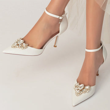 Women's Wedding Shoes Pointed Toe Delicate Rhinestone Luxurious Bridal Shoes