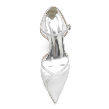 Women's Wedding Shoes Pointed Toe Chunky Heel Classical Bridal Shoes with Printed Heart