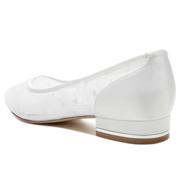 Women's Wedding Shoes Pointed Toe Low Heel Simple Bridal Shoes with Printed Heart