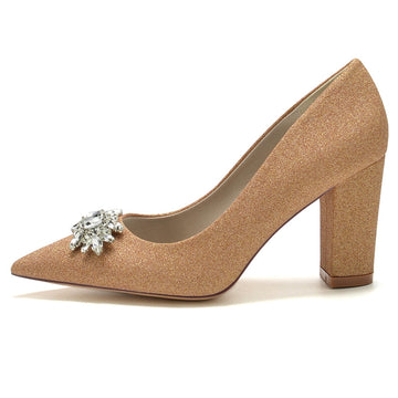 Women's Wedding Shoes Pointed Toe High Heel Sparkling Bridal Shoes with Delicate Rhinestone