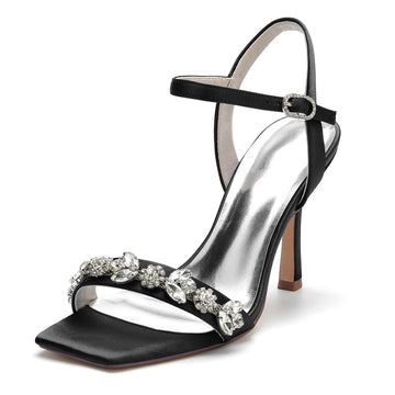Women's Wedding Shoes Peep Toe High Heel Rhinestone Ankle Straps Bridal Shoes