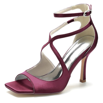 Women's Wedding Shoes Peep Toe Stiletto Heel Crossed Straps Minimalism Buckle Bridal Shoes