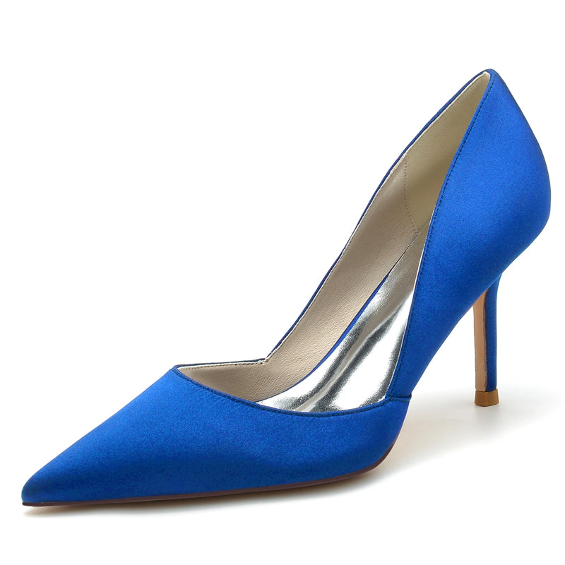Women's Wedding Shoes Pointed Toe High Heel Silk Satin Minimalism Bridal Shoes