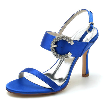 Women's Wedding Shoes Black Peep Toe Stiletto Heel Curved Rhinestone Fashion Bridal Shoes
