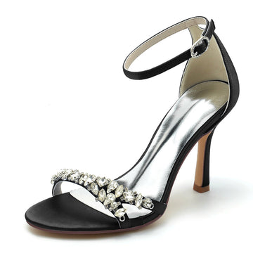 Women's Wedding Shoes Open Toe Simple Ankle Strap Bridal Shoes with Imitation Rhinestone