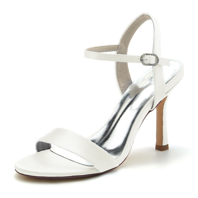 Women's Wedding Shoes Opened Toe High Heel Elegant Simple Buckle Bridal Shoes