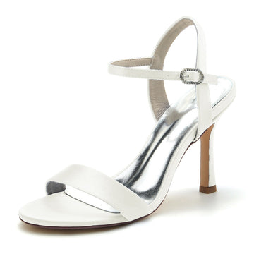 Women's Wedding Shoes Opened Toe High Heel Elegant Simple Buckle Bridal Shoes
