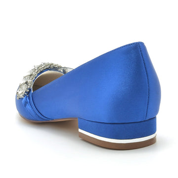 Women's Wedding Shoes Champagne Pointed Toe Low Heel Luxurious Rhinestone Bridal Shoes