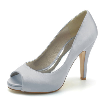 Women's Wedding Shoes Royal Blue Peep Toe High Heel Comfortable Elegant Bridal Shoes
