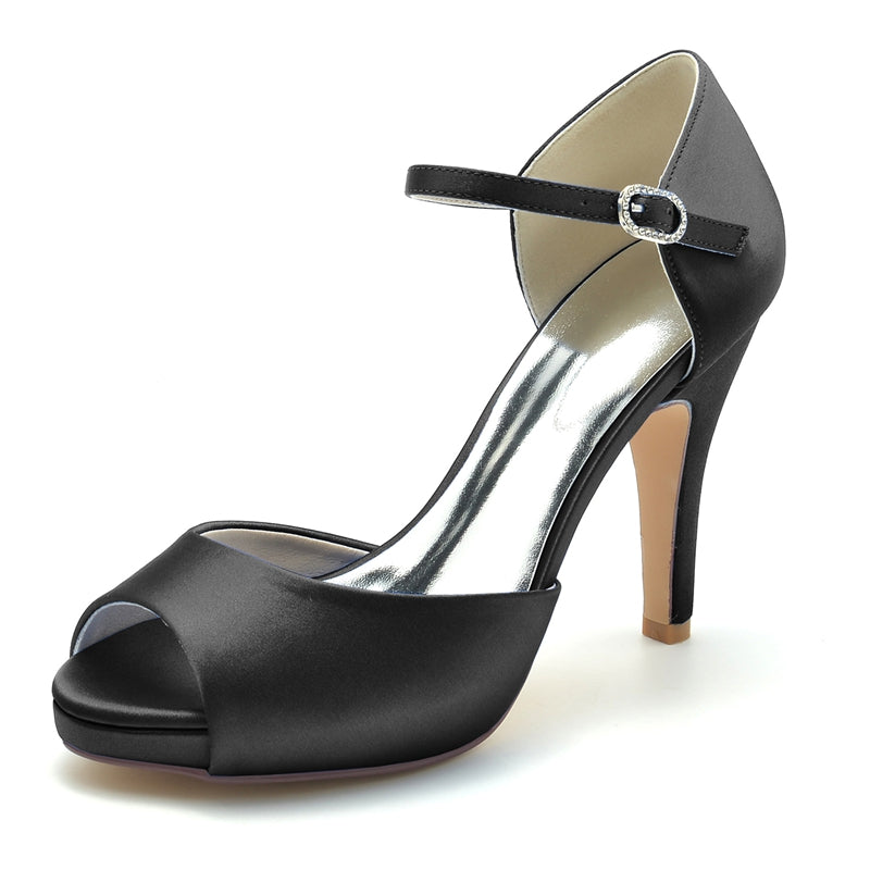 Women's Wedding Shoes Peep Toe Stiletto Heel High-End Minimalism Buckle Bridal Shoes