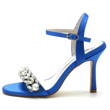 Women's Wedding Shoes Open Toe Stiletto Heel Chic Bridal Shoes with Delicate Rhinestone