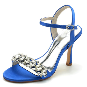 Women's Wedding Shoes Open Toe Stiletto Heel Chic Bridal Shoes with Delicate Rhinestone