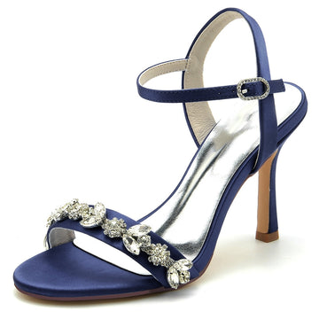 Women's Wedding Shoes Stiletto Heel Stylish Buckle Bridal Shoes with Rhinestone