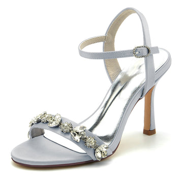 Women's Wedding Shoes Stiletto Heel Stylish Buckle Bridal Shoes with Rhinestone