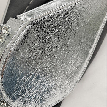 Silver Sweet Heart PU Fashion High-End Evening Clutch Bag with Rhinestone