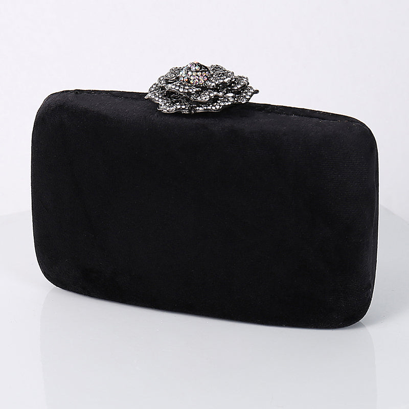 Yellow Luxurious Velvet Wedding Party Evening Clutch Bag with 3D Flower