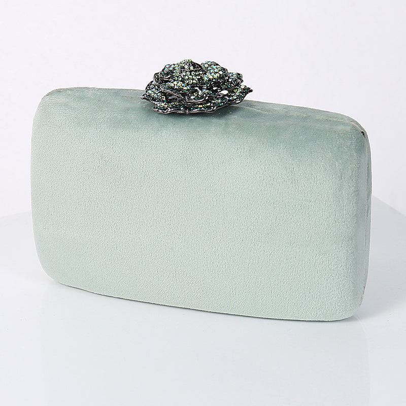 Yellow Luxurious Velvet Wedding Party Evening Clutch Bag with 3D Flower