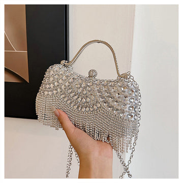 Gold Retro Elegant Daily Wedding Party Clutch Bag with Rhinestone & Tassel