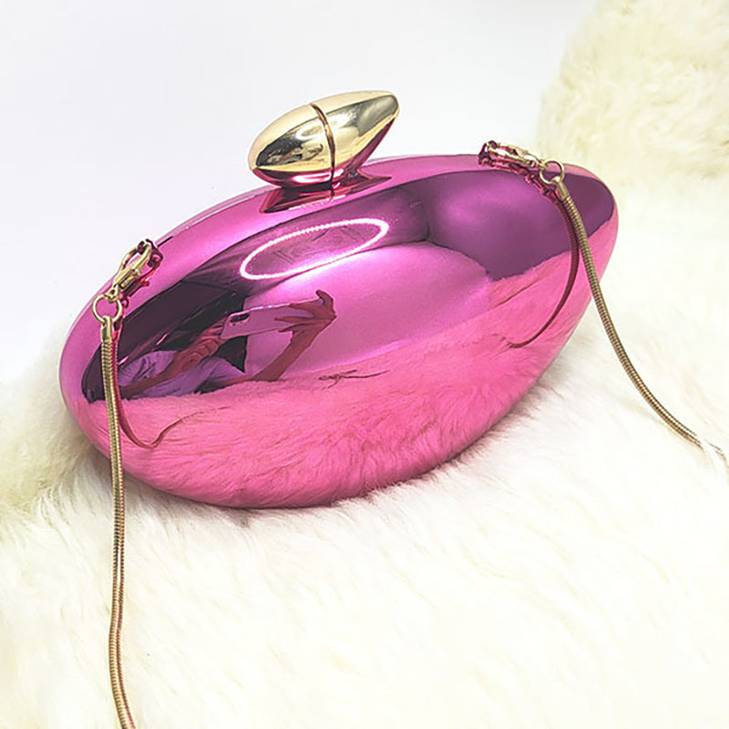 Gold Stylish Irregular Ellipse Candy Daily Chain Wedding Party Clutch Bag