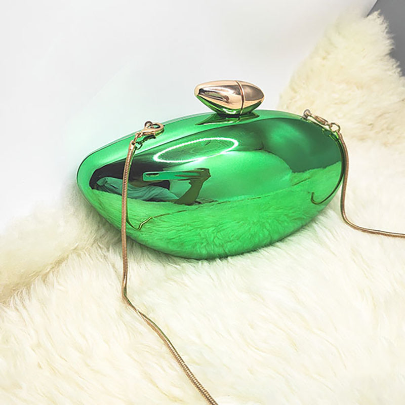 Gold Stylish Irregular Ellipse Candy Daily Chain Wedding Party Clutch Bag