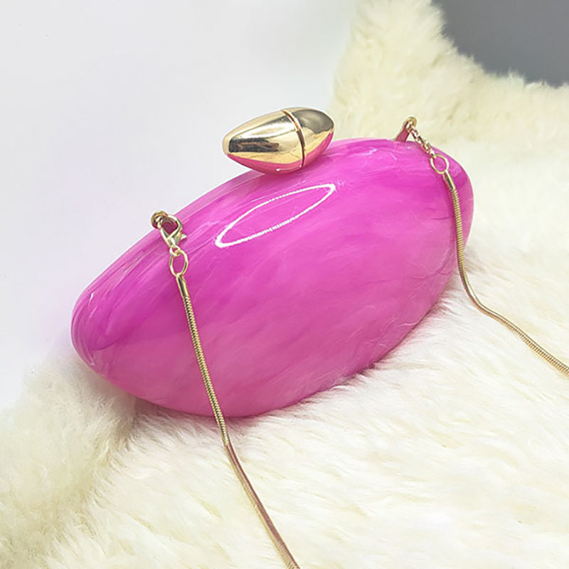 Gold Stylish Irregular Ellipse Candy Daily Chain Wedding Party Clutch Bag