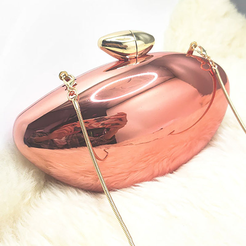Gold Stylish Irregular Ellipse Candy Daily Chain Wedding Party Clutch Bag