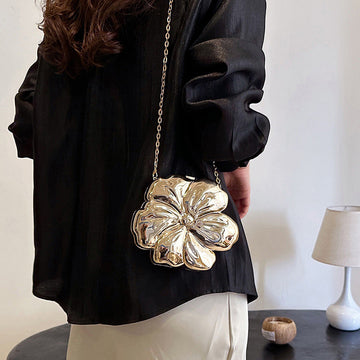 Gold PVC Acrylic Sweet Flower Daily Mini Wedding Party Clutch Bag