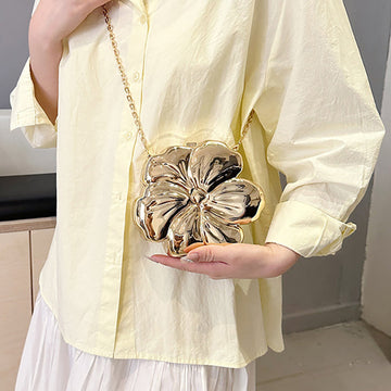 Gold PVC Acrylic Sweet Flower Daily Mini Wedding Party Clutch Bag