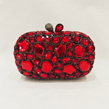 Elegant Retro Irregular Glass Diamond Encrusted Square Evening Wedding Party Clutch Bag
