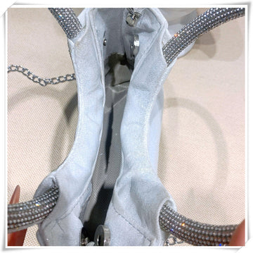 Silver Luxurious Sparkling Crystal Fashion Wedding Party Clutch Bag with Bowknot