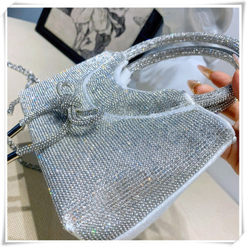 Silver Luxurious Sparkling Crystal Fashion Wedding Party Clutch Bag with Bowknot